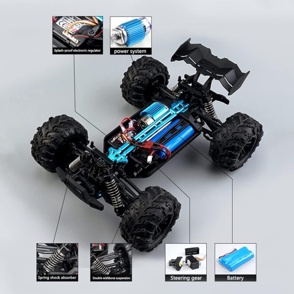 GoolRC 16103 RC Trucks 4x4 Offroad Waterproof 1:16 Off Road RC Car 4WD High Speed RC Trucks 2.4Ghz All Terrains RC Rock Crawler with LED Light and 2 Batteries Electric Toys Vehicle for Kids Adults - Image 7