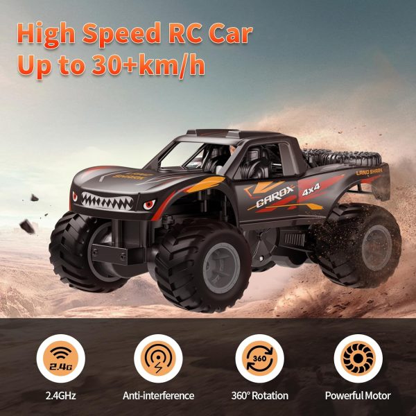 Carox 1:16 Scale Amphibious Remote Control Car Truck, 2.4GHz Shark Monster Truck, Waterproof RC Truck, 4WD All Terrain Off Road Car, Pool Toy Water Toy for Kids Ages 4 5 6 7 8 9 10 12 - Image 4