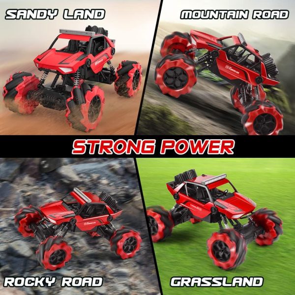 NQD Gesture Remote Control Car - 4WD Off-Road 1:14 Big Monster Stunt Car with 360° Spins All Terrain Hand Controlled Sensor Toy Cars with Lights Music for Kids Boys & Girls Birthday Gifts (RED) - Image 4