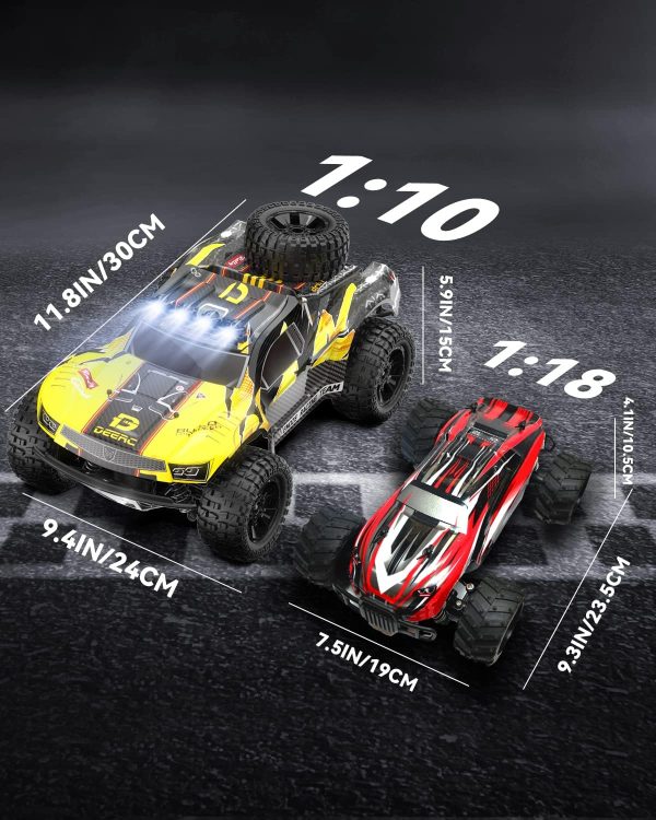 DEERC 9201E 1:10 Large Remote Control Truck with Lights, Fast Short Course RC Car, 48 km/h 4x4 Off-Road Hobby Grade Toy Monster Crawler Electric Vehicle with 2 Rechargeable Batteries for Adult Kid Boy - Image 8