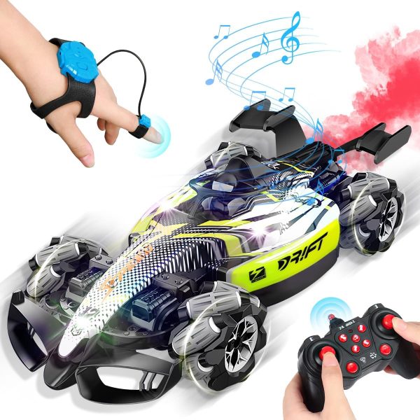 Axirata F1 Gesture Hand Remote Control Car for Kids Age 6-12 Year Old 2.4GHz 4WD 360°Rotation Drift RC Stunt Car with Light & Music & Spray 1:12 Scale Toy Car Gift for Boys Girls - Image 2