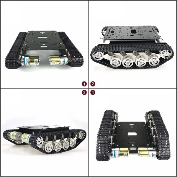 Professional Smart Shock Absorbing Robot Tank Car Chassis Kit with 2pcs DC Motors, Remote Control STEAM Robotic Platform Model for Obstacle Avoidance for Arduino Raspberry Pi DIY STM32 Microbit Python - Image 4