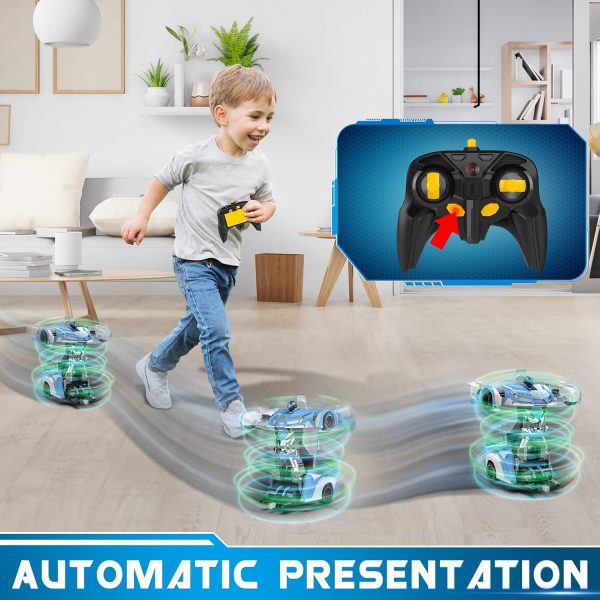 FDJ RC Cars - Transform Remote Control Car, 2.4Ghz 1:18 Scale Transforming Police Car Toy with Flashing Light, One Button Deformation 360 Degree Rotating Drifting Kids Toys Car for Boys Girls - Image 6