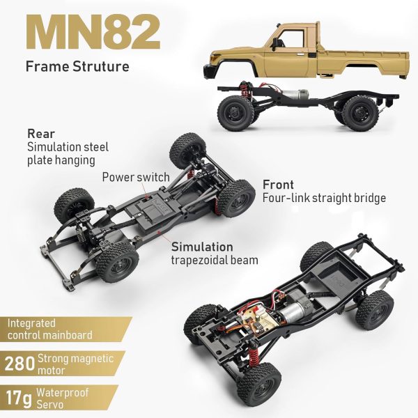 1/12 RC Crawler MN82 RC Car RC Rock Crawler RC Truck 4x4 with 3 Upgraded 1200mah Battery 2.4GHz Remote Control Truck 4WD Off-Road Pick-up Truck RTR 280 Strong Magnetic Motor - Image 4