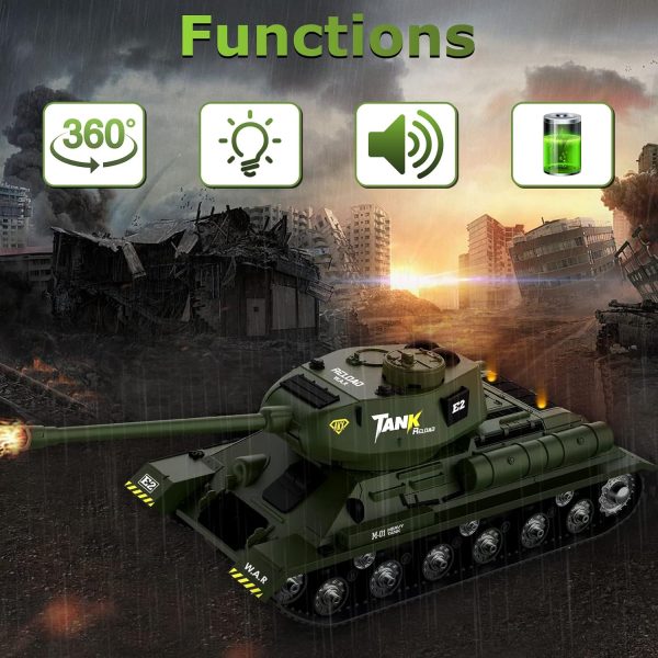 ele ELEOPTION Remote Control RC Tank with Rotating Turret and Sound Tank Toy Gift for Kids Boys Girls 3-8 Years Army Tanks Military Vehicles Toys - Image 3