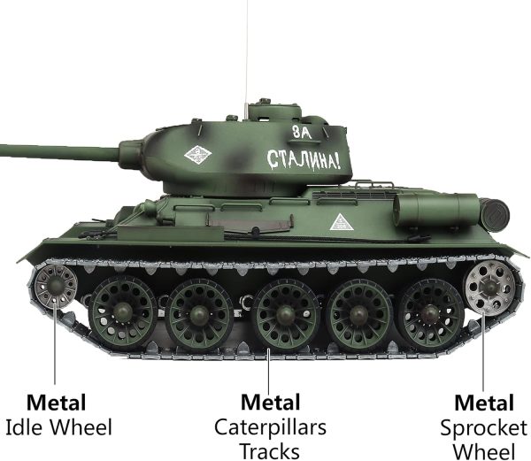 Heng Long Modified Edition 1/16 2.4ghz Remote Control Soviet Union T34 Tank Model(360-Degree Rotating Turret)(Steel Gear Gearbox)(3800mah Nimh Battery)(Metal Tracks &Sprocket Wheel & Idle Wheel) - Image 3