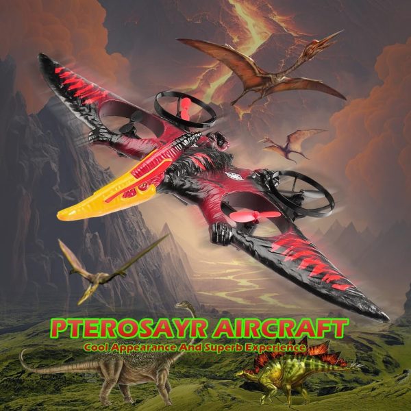 Dragon Remote Control Airplane,RC Plane Dinosaur 2.4G 6-Axis Gyro EPP Foam RC Aircraft One Key Take Off 360 Rotation Easy to Fly RC Glider Flying Toys for Kids & Beginners (Red) - Image 7