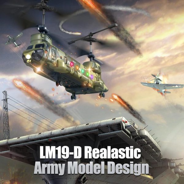 Chinook RC Helicopter，Remote Control Military Helicopter with Camera, Twin-Propeller with Altitude Hold, One Key take Off/Landing, Army RC Helicopter Toys for Boys and Military Fans - Image 3