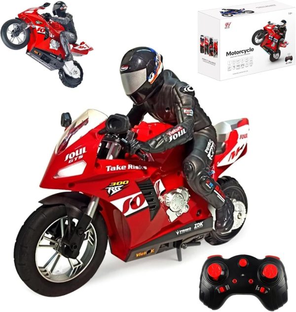 1/6 RC Stunt HC-208 Motorcycle Model 2.4GHz Alloy Racing for Adult Radio Controlled Car (Red-HC-208) - Image 2