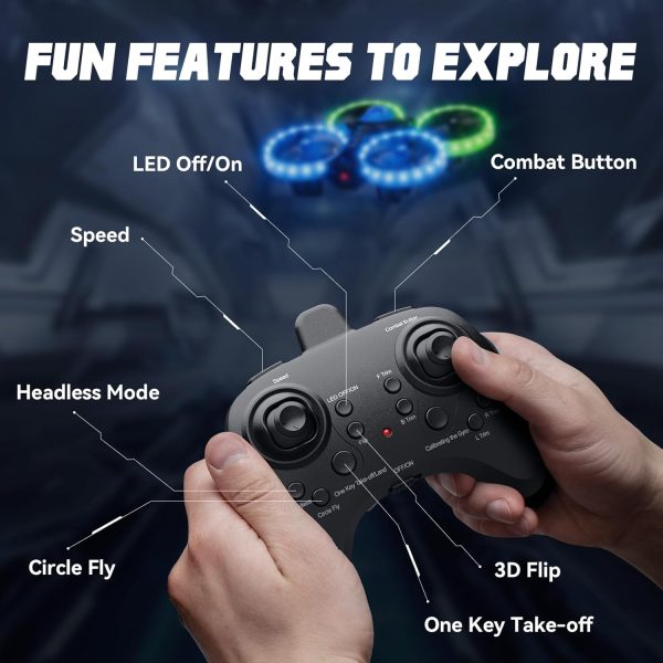 Drones for Kids, 3in1 Battle Drone with LED Lights, 3D Flip, Circle Fly, Altitude Hold, Remote Control Car Functions, Mini Drone for Boys Girls 4-8 6-12 Christmas and Birthday Gifts - Image 7