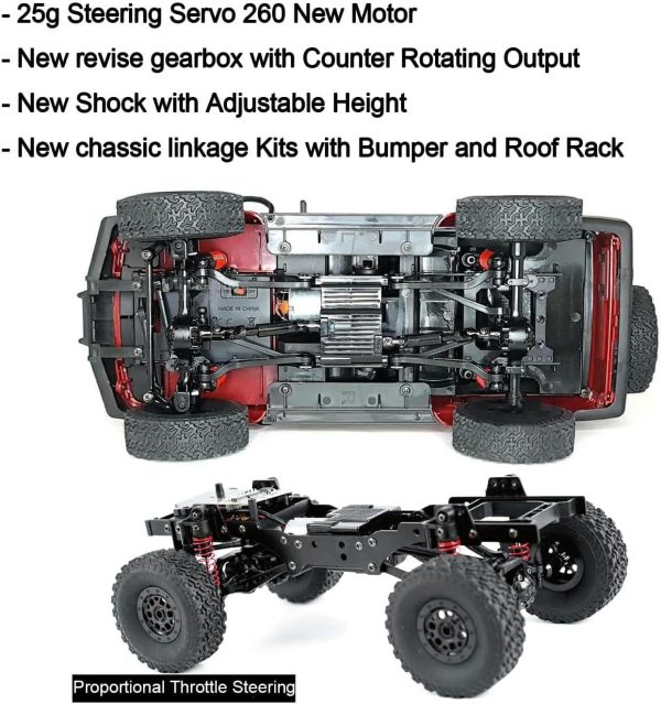 RC Rock Crawler 4x4 RC Truck WPL C54-1 RC Crawler Off Road 1/16 Scale RTR All Terrain Proportional Throttle Steering 2.4Ghz 260 Motor Upgraded Chassis and Counter Rotating Gearbox Adult - Image 6