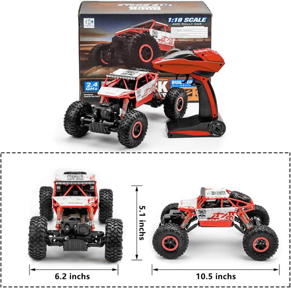 Cheerwing 1:18 Rock Crawler 2.4Ghz Remote Control Car 4WD Off Road RC Monster Truck 2 Battery(Red) - Image 8