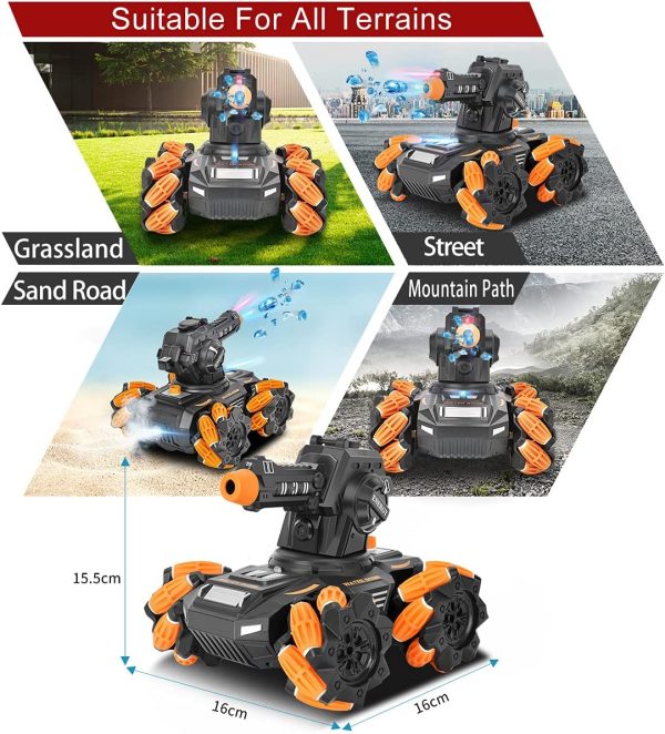 RC Tank 2.4Ghz Remote Control Car Toys Monster Truck with LED Light Realistic Sounds & Music Rear Fog Stream 2 Rechargeable Batteries Birthday Gifts for Kids Boys Girls - Image 8