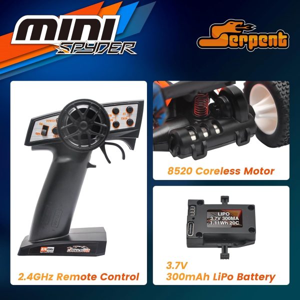 Serpent 1:24 Mini RC Car with Gyro, 1/24 Scale 2.4GHz Off-Road RC Car RTR, All Terrain Off-Road Buggy, High Performance Off-Road RC Kit with 1 Battery 1 USB Data Cable - Image 4