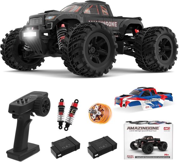 1:20 Scale Brushless Fast RC Cars for Adults, Max 45KPH High Speed Electric Monster Racing Car,Hobby RC Trucks 4X4 Offroad Waterproof,All Terrain RTR Remote Control Car 2 Lipo Bettery 20208 - Image 2