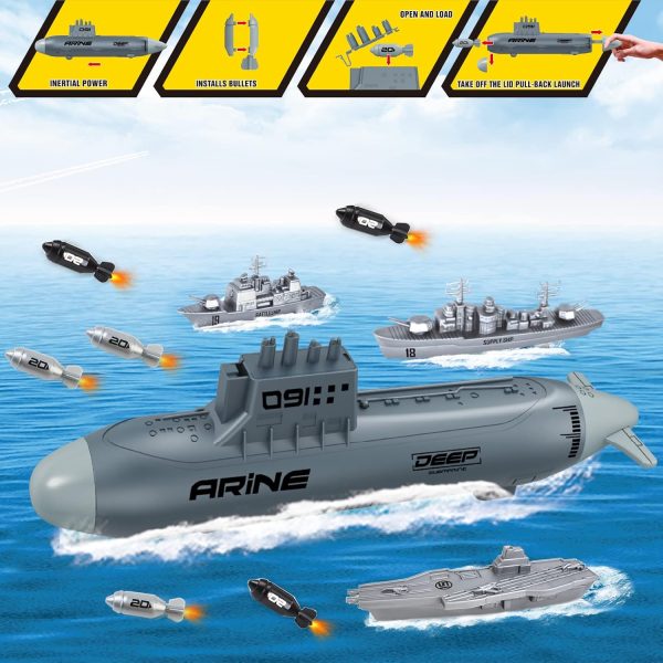 deAO Aircraft Carrier Toy Military Submarine Naval Ship Play Set with 6 PCS Planes Toys, Army Men Toy Battleship for Kids Boys Girls - Image 4