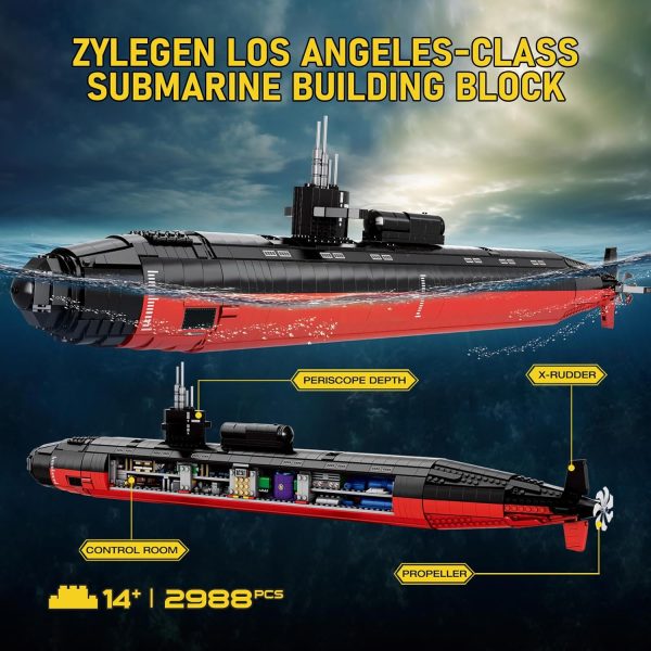 ZYLEGEN Submarine Military Building Toy, Sea Nuclear Submarine Warship Building Block, Creative Ocean Battleship Building Kit for Boys and Girls, Christmas, Halloween, Birthday Gift(2988Pcs) - Image 6