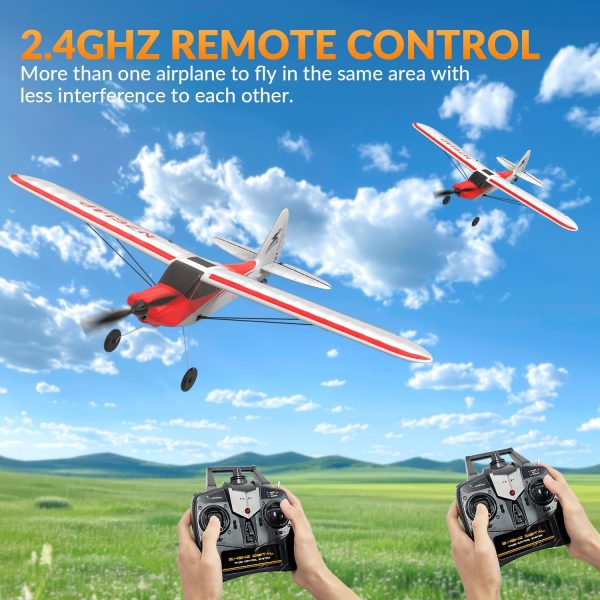 VOLANTEXRC RC Plane Trainer Sport Cub 4CH Remote Control Airplane with Prop Saver, 6-Axis Gyro Stabilizer & 3 Modes to Fly, Radio Controlled Aircraft RTF for Beginners, Kids and Adults (500mm,Red) - Image 10