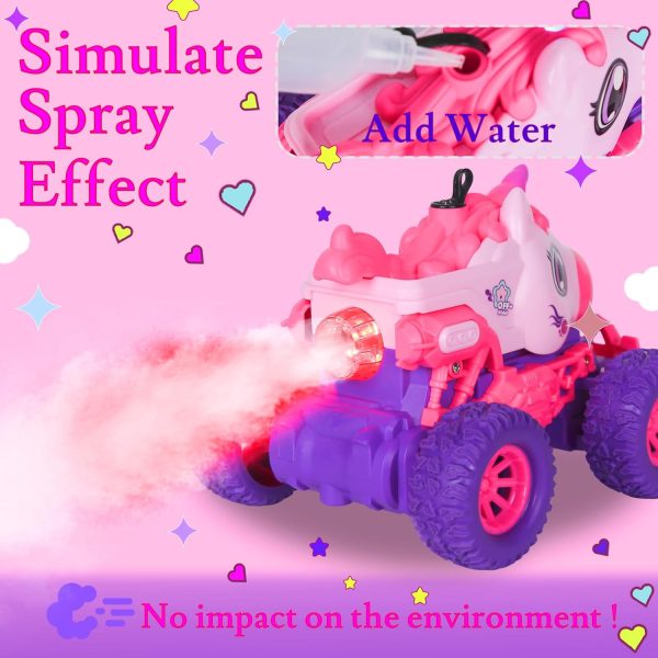 Unicorn Remote Control Cars for Kids, Remote Control Monster Truck Unicorn Toy, RC Monster Truck Unicorn Car with Spray LED Light, Unicorns Gift Toy for Girls Boys 8-12 Kids - Image 5