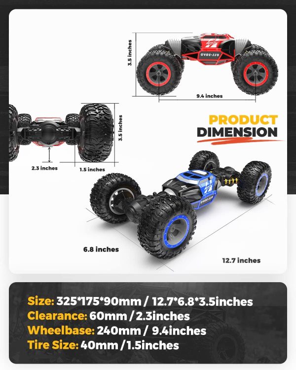 BEZGAR 1:14 Scale 4WD RC Crawler Truck - 15 Km/h All Terrain Electric Toy Car with Rechargeable Battery for Kids, Teens and Adults - Image 3