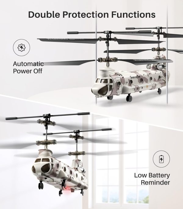 SYMA Remote Control Helicopter with 4*Spare Blades, 1* USB Cable, 1*Screwdriver, 2.4GHz RC Army Helicopter Ideal Gift for Kids Beginners - Image 4