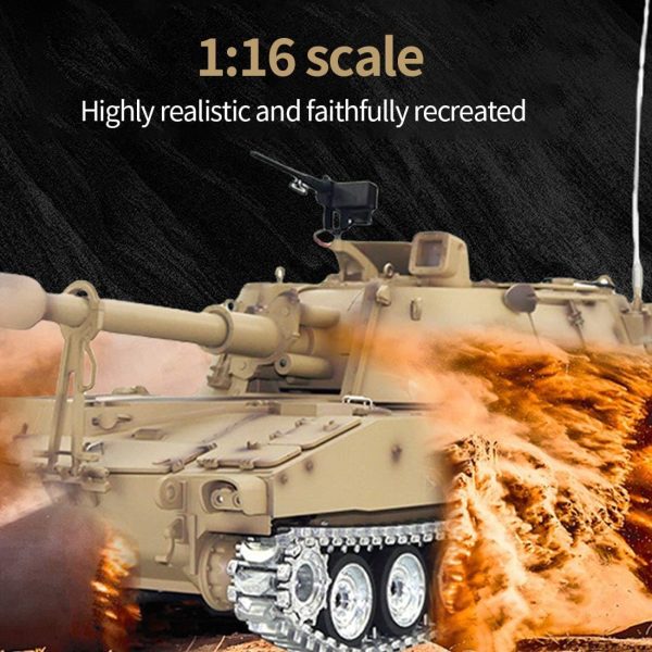 RC Tank That Shoots for Adults, 1/16 2.4G Remote Control M109A2 Grenade Tank Simulation Military Vehicle Model with Sound and Light Effects (Metal Upgrade Version M2109) - Image 8