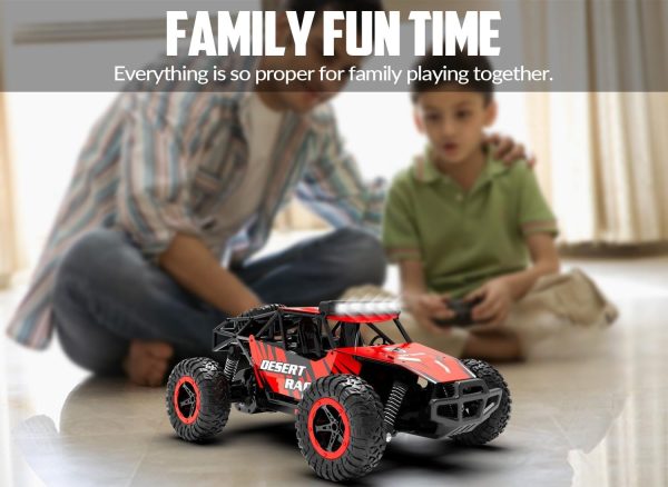 RACENT Remote Control Cars for Boys - 1:16 Scale 20kph Fast RC Truck All Terrain Off-Road Monster Truck Toy for Kids & Adults with 2 Rechargeable Batteries (Red) - Image 7