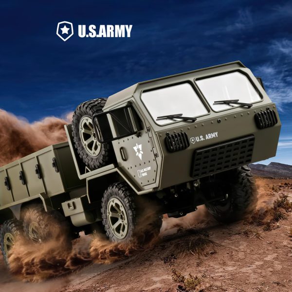 RC Military Truck 6x6 Off Road Military Armored Vehicle Tactical Truck 1/12 Remote Control Rock Crawler Army Transport Truck with Tent for All Terrain Electric Kids Toys Hobby - Image 3