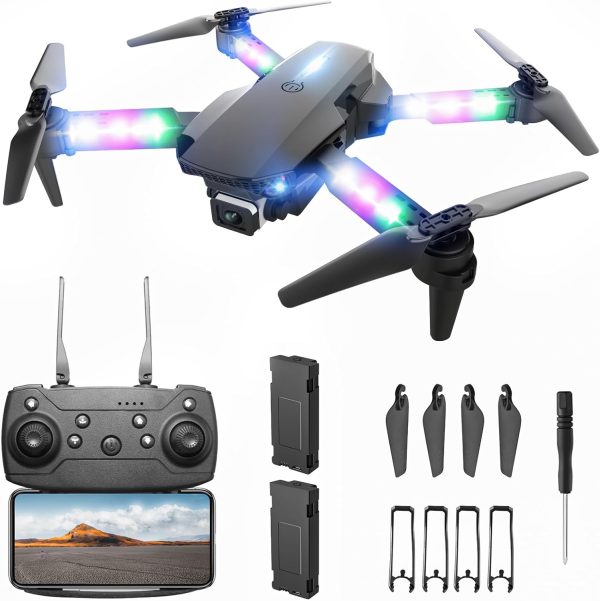 BEZGAR Mini Drone with Camera for KIds - 1080P HD FPV RC Quadcopter with 90° Adjustable Lens, Coloeful LED Lights, Gestures Selfie, One Key Start, 360° Flips,Toys Gifts RC Drone for Boys Girls Black - Image 2