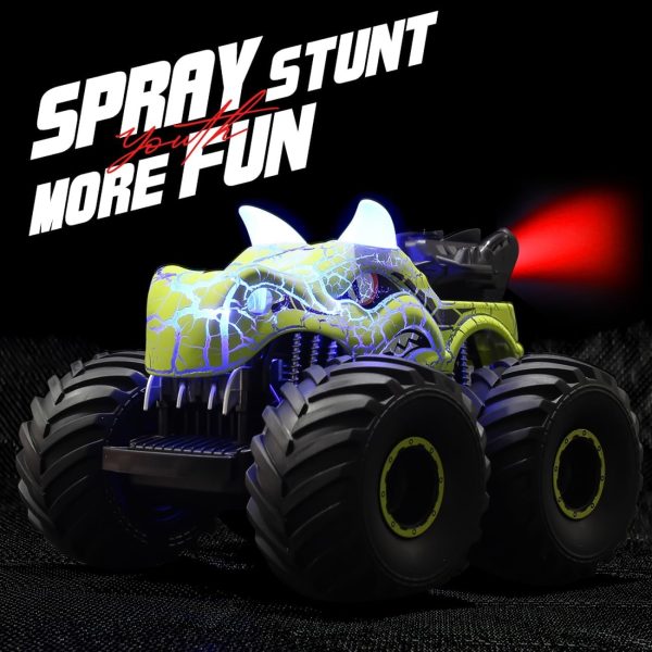 Threeking 1:18 Dinosaur RC Car Remote Control Cars Trucks Toy 4WD Off-Road Car Toys with Lights Spray Suitable for All Terrain Gifts Presents for Boys/Girls Ages 6+ Green - Image 5