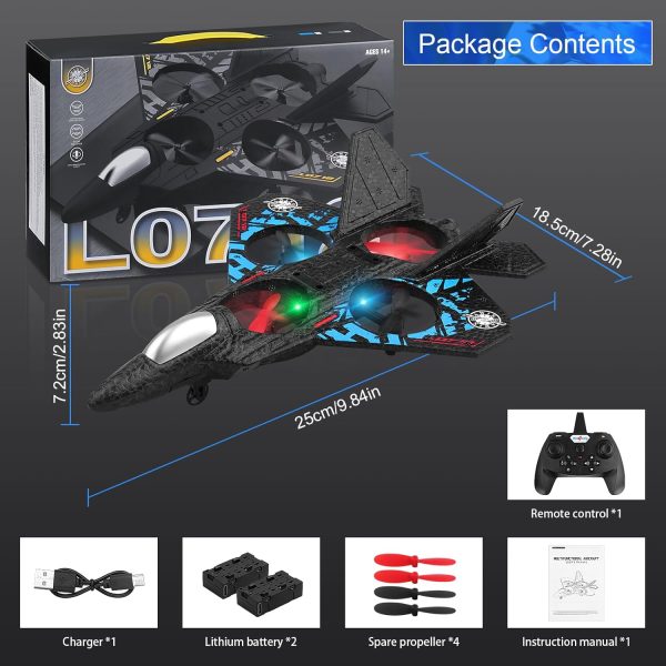 RC Plane 2.4GHz Remote Control Plane L0712 Quadcopter Hovering with Auto Hovering Fighter Aircraft RC Airplane RTF for Beginner, Kids and Adults,3D Flip Airplane Toy with Colored Lights USB Charging - Image 8