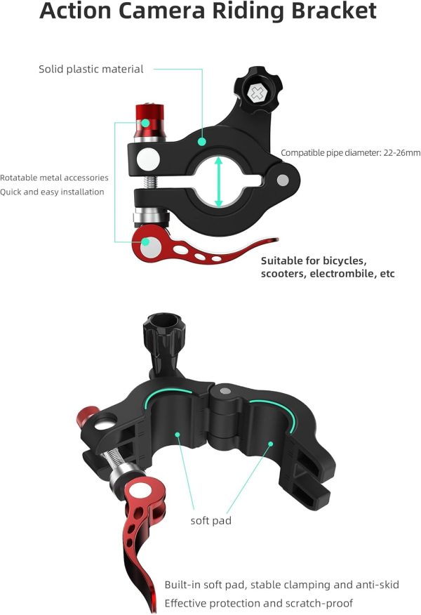 1 Set Bike Handlebar Holder Mount for DJI RC PRO Remote Controller, Adjustable Bicycle Clamp Clip Bracket for Insta360,for Action 3 Camera - Image 7