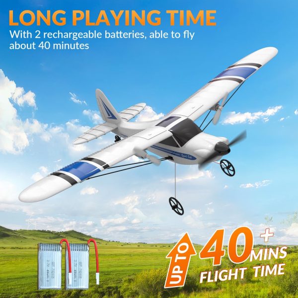 VOLANTEXRC RC Plane 2 Channel Trainer Airplane Sport Cub Remote Control Aircraft Toys Ready to Fly with Gyro Easy to Fly & 2.4GHz Radio Controlled for Kids & Beginner (762-2 Blue) - Image 5