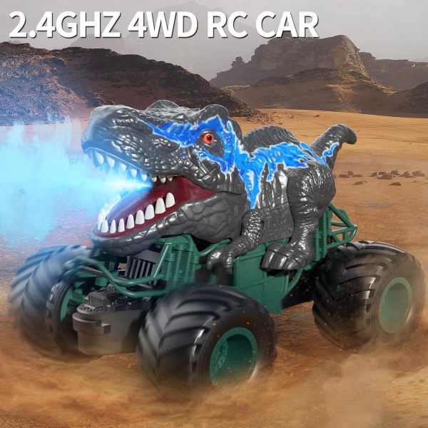 Bennol 2.4GHz Dinosaur Remote Control Car Toys for Kids Boys 4-7 5-7 8-12, RC Dinosaur Car Toys with Light, Sound, Spray, Indoor Outdoor Toys Gifts for 3 4 5 6 Year Old Boys, RC Car Toys for Boys - Image 6