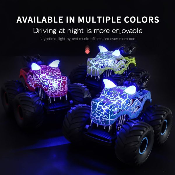 Threeking 1:18 Dinosaur RC Car Remote Control Cars Trucks Toy 4WD Off-Road Car Toys with Lights Spray Suitable for All Terrain Gifts Presents for Boys/Girls Ages 6+ Green - Image 7