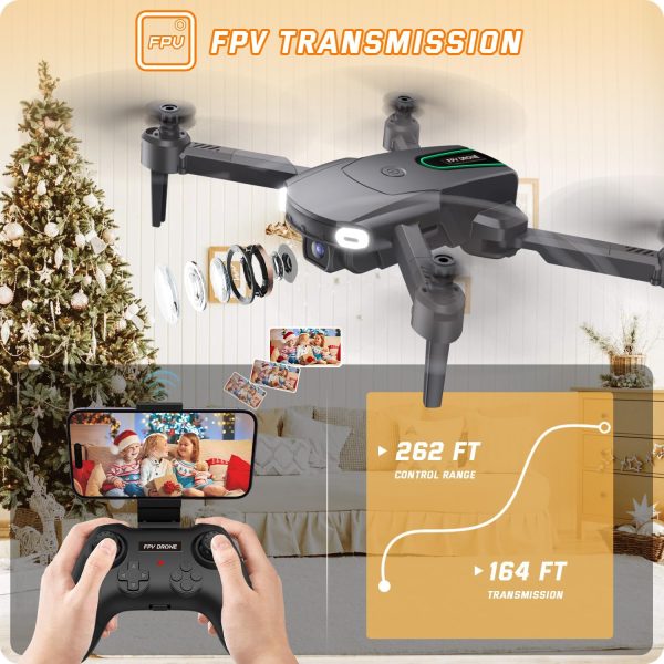 Mini Drone with Camera for Kids Beginners - Remote Control Helicopter Toys Gifts for Boys Girls, 1080P HD FPV RC Drones Support 2 Batteries, One Key Start/land, Gesture Selfie for Entertainment, Black - Image 10