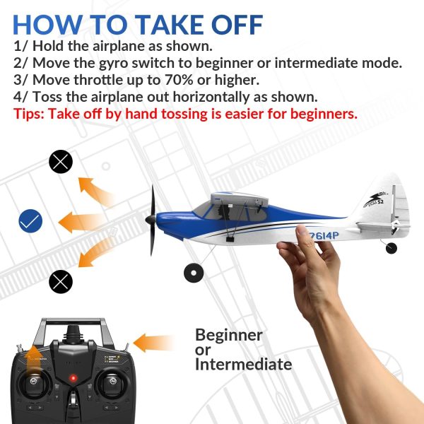 RC Plane Sport Cub 500 S2 RC Airplane RTF 4 CH Remote Control Airplane with Gyro Stabilization System& One Key Aerobatic, Ready to Fly for Beginners,Kid,Adults - Image 10