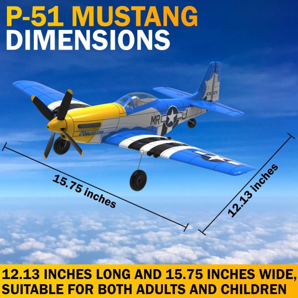 LEAMBE RC Plane 4 Channel Remote Control Airplane with 3 Modes - Ready to Fly Upgrade P51 Mustang RC Airplane for Beginners Adult with Xpilot Stabilization System & One Key Aerobatic - Image 7