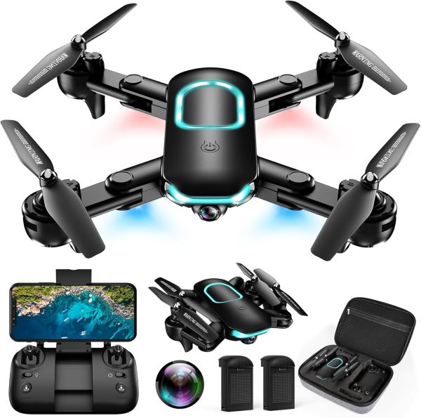 REDRIE Drone with Camera - Foldable Drone for Kids Adults with 1080P FPV Camera, Upgrade Altitude Hold, Gestures Selfie, Waypoint Fly, Headless Mode, 3D Flip, One Key Start, 3 Speed Mode, Circle Fly, 2 Batteries - Image 2