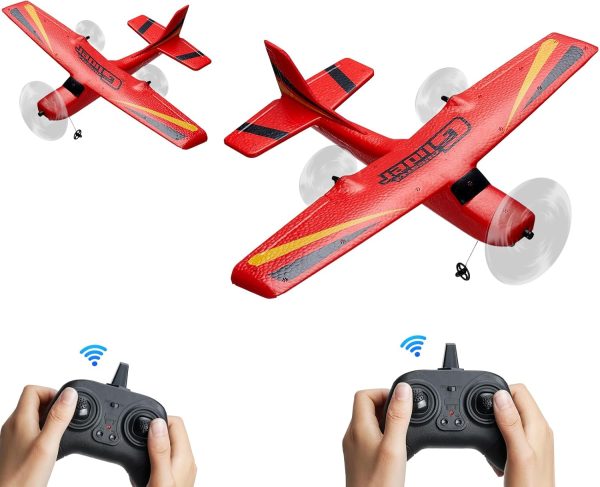 VEVOR RC Airplane, 2.4GHz 2 Channel Remote Control Aircraft with 6-Axis Gyro Stabilizer, Ready to Fly Aircraft Toy with 2 Batteries, RC Sailplane for Kids, Beginners, Red - Image 9