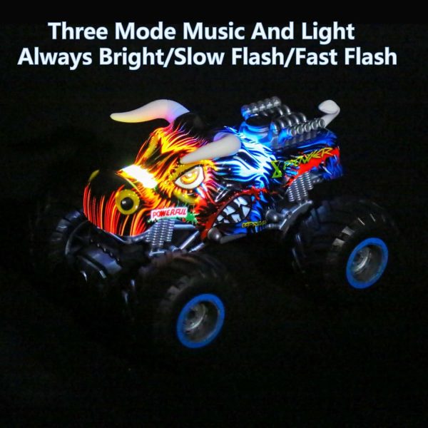 Remote Control Monster Truck, 2.4GHz All Terrain Remote Control Monster Cars, 1:16 Monster Truck RC Trucks, Remote Monster Car with Spray Music and Light for Boys 4-7 8-12 Kids - Image 4