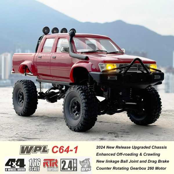 RC Rock Crawler 4x4 RC Truck 1/16 Scale RC Crawler WPL C64-1 Remote Control Truck Off Road RTR All Terrain 260 Motor 2.4GHz Fully Proportional Upgraded Chassis Hobby Vehicle for Adult - Image 4