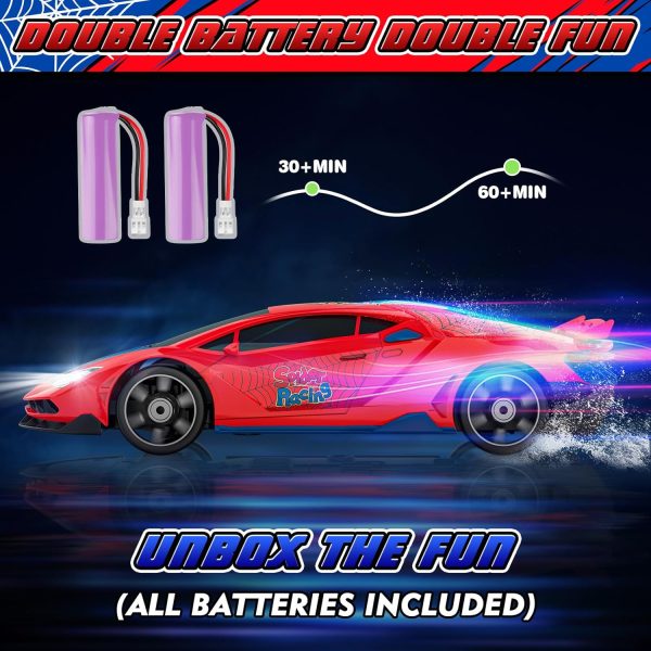 Spider RC Drift Car, 1:24 Remote Control Car 2.4GHz 4WD 15KM/H High Speed RC Cars with LED Lights Racing and Drifting Tire, Gifts Toy Car for Boys Kids 4-7 8-12 - Image 5