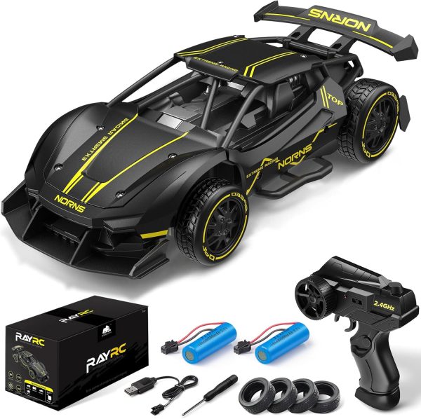 RC Cars, Fast Metal Remote Control Car for Kids, 1/24 Alloy Frame Hobby Electric Racing Car Toys 2.4GHz 2X Rechargeable Batteries for Adults Boys Girls Birthday Gift - Image 2