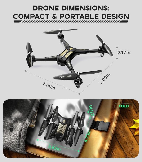 Drone with Camera, SYMA X600W Foldable 1080P FPV Camera Drones for Adults Kids Remote Control Quadcopter Gift Toys for Boys Girls with Altitude Hold, Headless Mode, One Key Start, 3D Flips 2 Batteries - Image 7