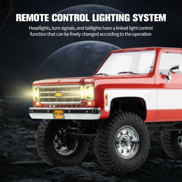 FCX18 FMS 1/18 Chevrolet K10 RC Truck, Officially Licensed 4WD 2.4GHz RC Crawler 2 Speeds Switch with 900mah Battery and LED Lights, Off-Road RC Model for Adults (Red) - Image 5