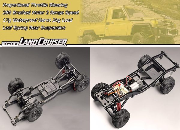 RC Truck 1/12 RC Rock Crawler 4x4 Toyota Land Cruiser Remote Control Pickup Off Road RTR 2.4GHz All Terrain with 280 Brushed Motor Proportional Throttle Steering for Adult MN-82 - Image 5