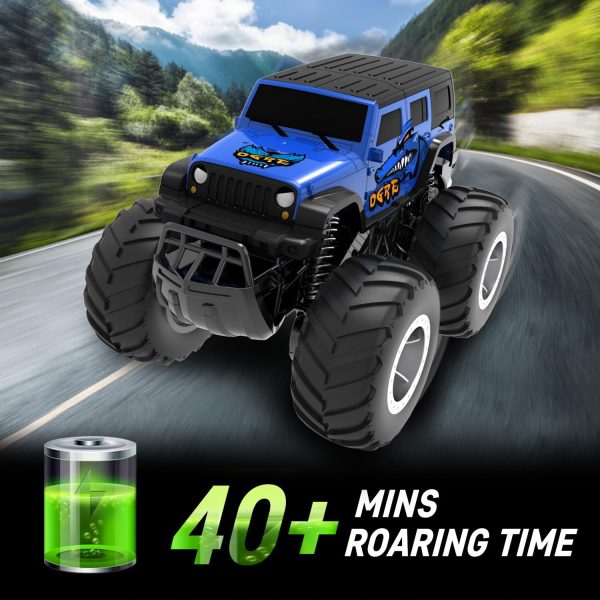 1/16 Remote Control Monster Truck : 4x4 Off Road Waterproof Rc Jeep Combines Amphibious and All Terrain Traversal, Birthday Gift for Boys & Girl Ages 6-12 (Blue SUV) - Image 7