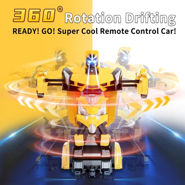 Remote Control Car - Transforming Robot RC Car, Laser Eyes, 2.4GHz Police Car Toy, 3D Crystal DIY Stickers, One-Button Deformation, 360° Rotating, Perfect Christmas & Birthday Gift for Boys/Girls - Image 5