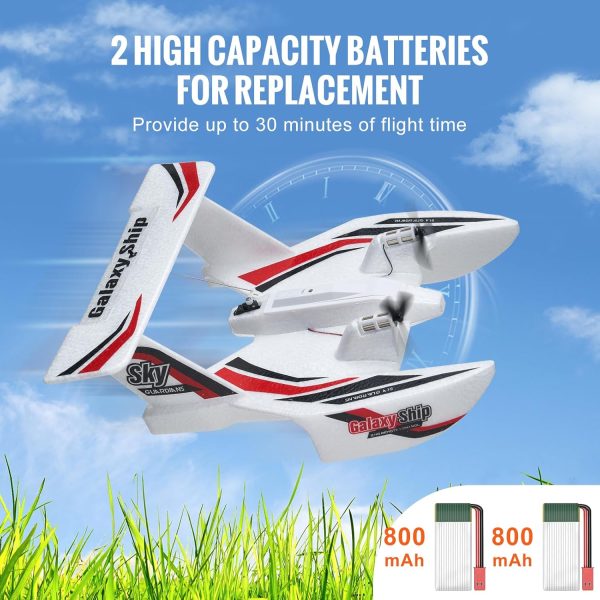 VEVOR RC Plane, 2.4GHZ 3CH RC Airplane with 6-Axis Gyro Stabilizer&2 Batteries, Ready to Fly Amphibious Aircraft Plane Toy for Adults Kids Beginners Boys Birthday/Xmas Child Gift - Image 5